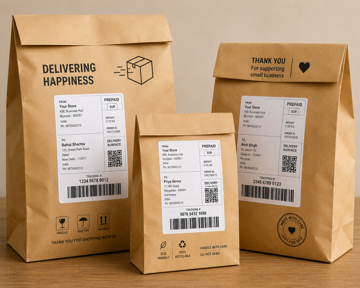 Kraft Paper Bag For Grocery & Bakery